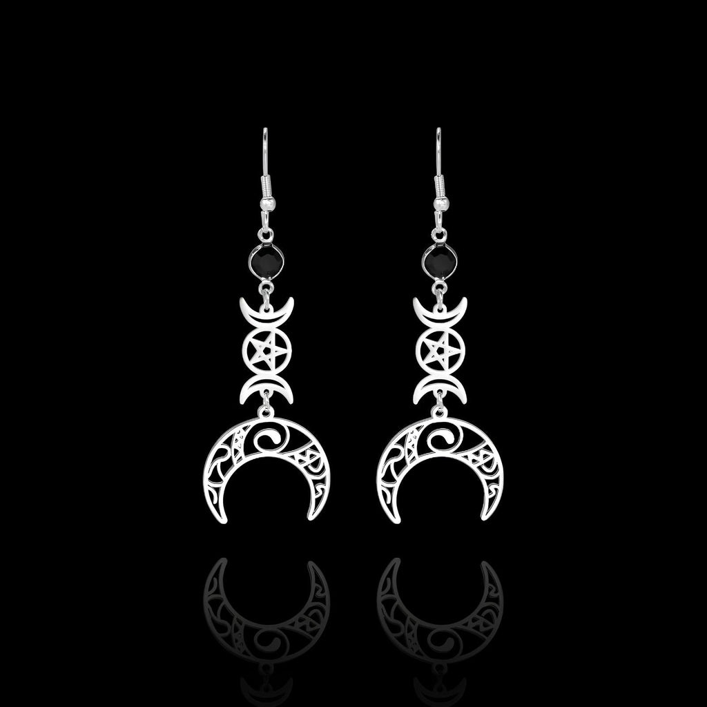 Crescent Pentagram Earrings